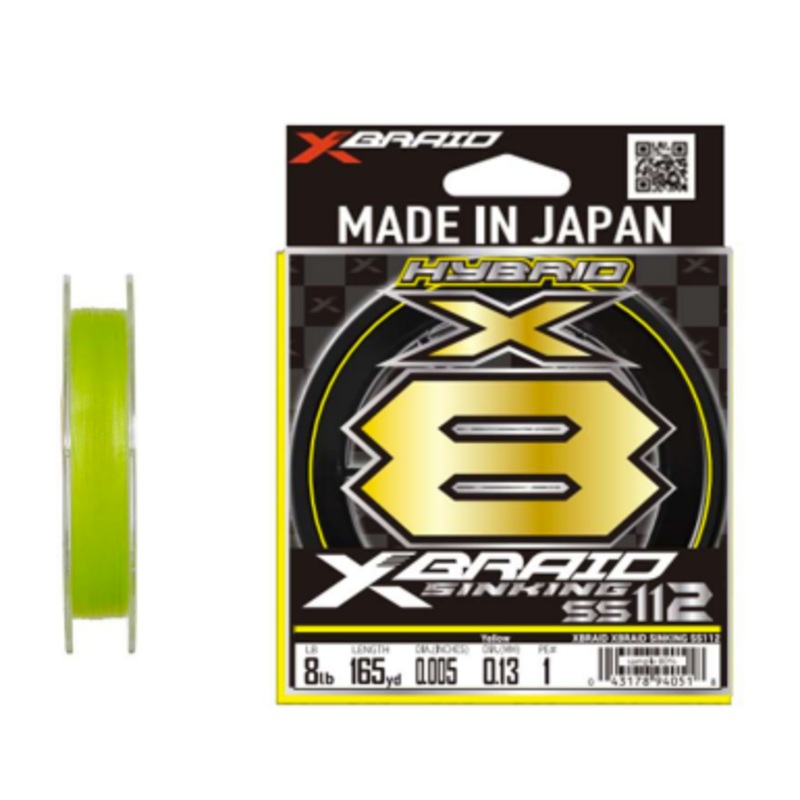 YGK XBRAID X8 SINKING Hi-Vis Yellow 8 lb