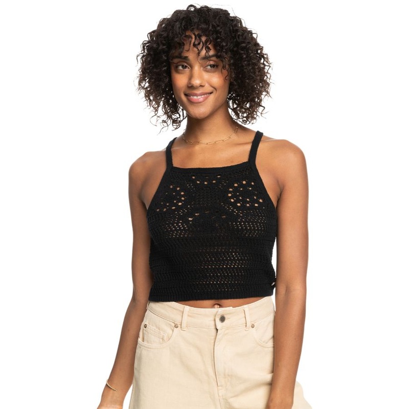 ROXY MALIBU CRUSH KNITTED HALTER TOP ANTHRACITE XS