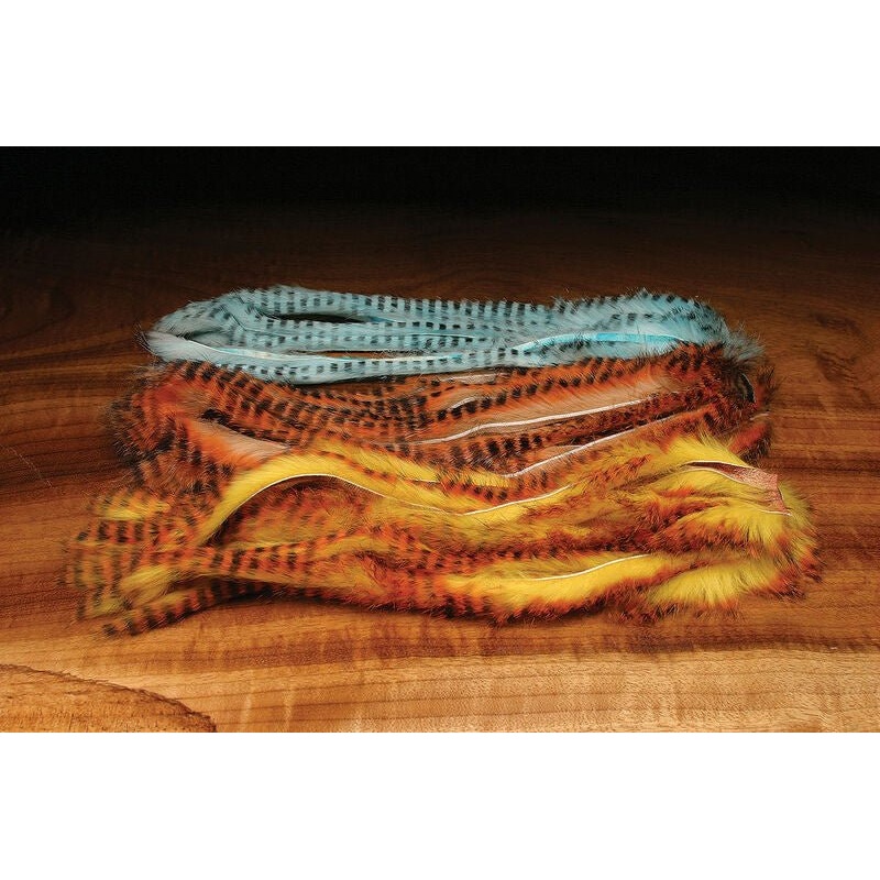 Hareline Tiger Barred Rabbit Strips Alaska Flame