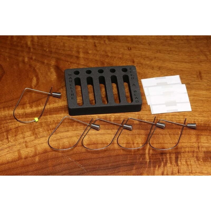 Hareline Feed-A-Bead Package of 5 with Holder and Labels
