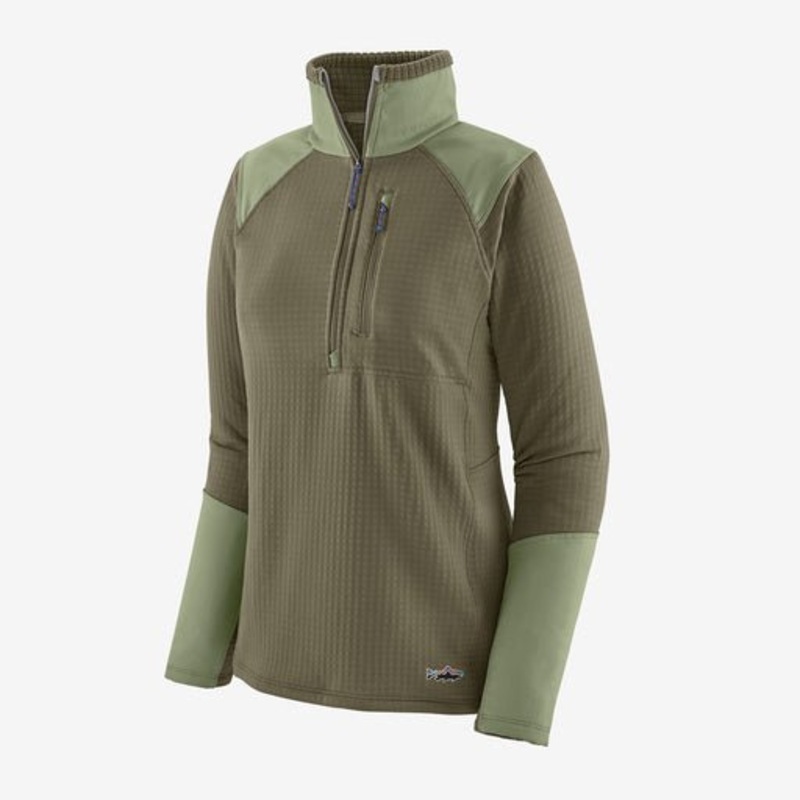 Patagonia W’s L/S R1 Fitz Roy Trout 1/4 Zip XS Garden Green